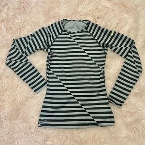 Nike Dri Fit Women's Size Small Black Grey Stripe Long Sleeve Top